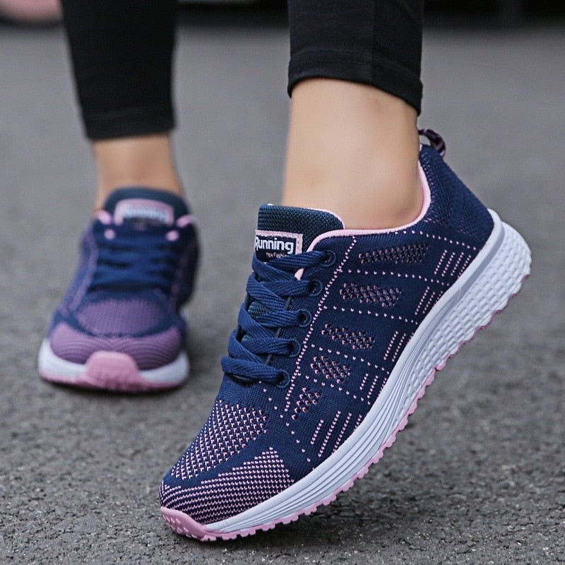 Women's Lace-Up Casual Trainers in Navy