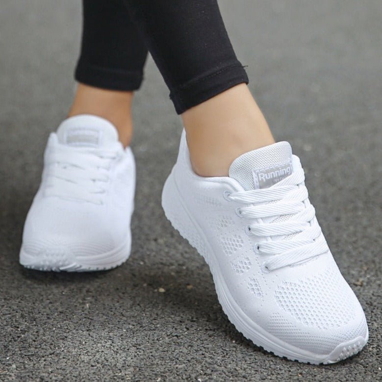 Women's Lace-Up Casual Trainers in White