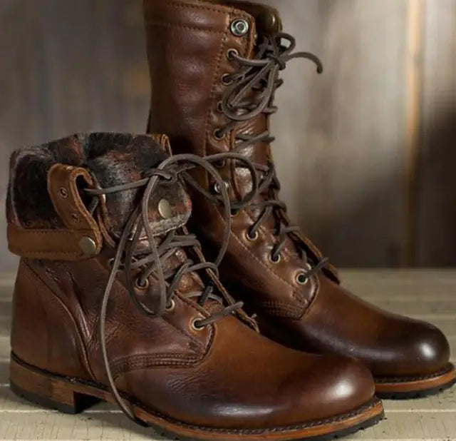Women's Lace-Up Casual Ankle Boots in Brown