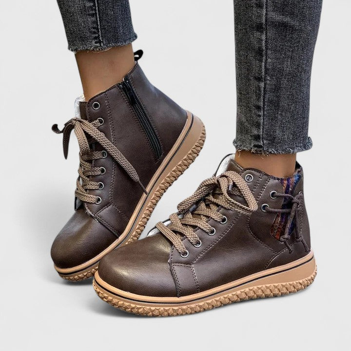 Women's Orthopaedic Lace-Up Casual Ankle Boots in Brown