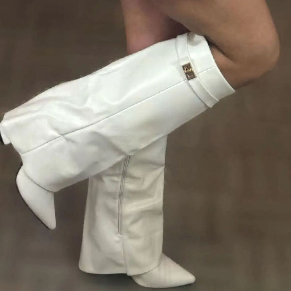 Women's Fold-Over Party Knee High Boots in White