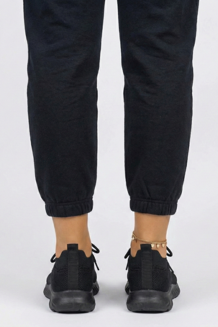Women's Orthopaedic Lace-Up Casual Trainers in Black