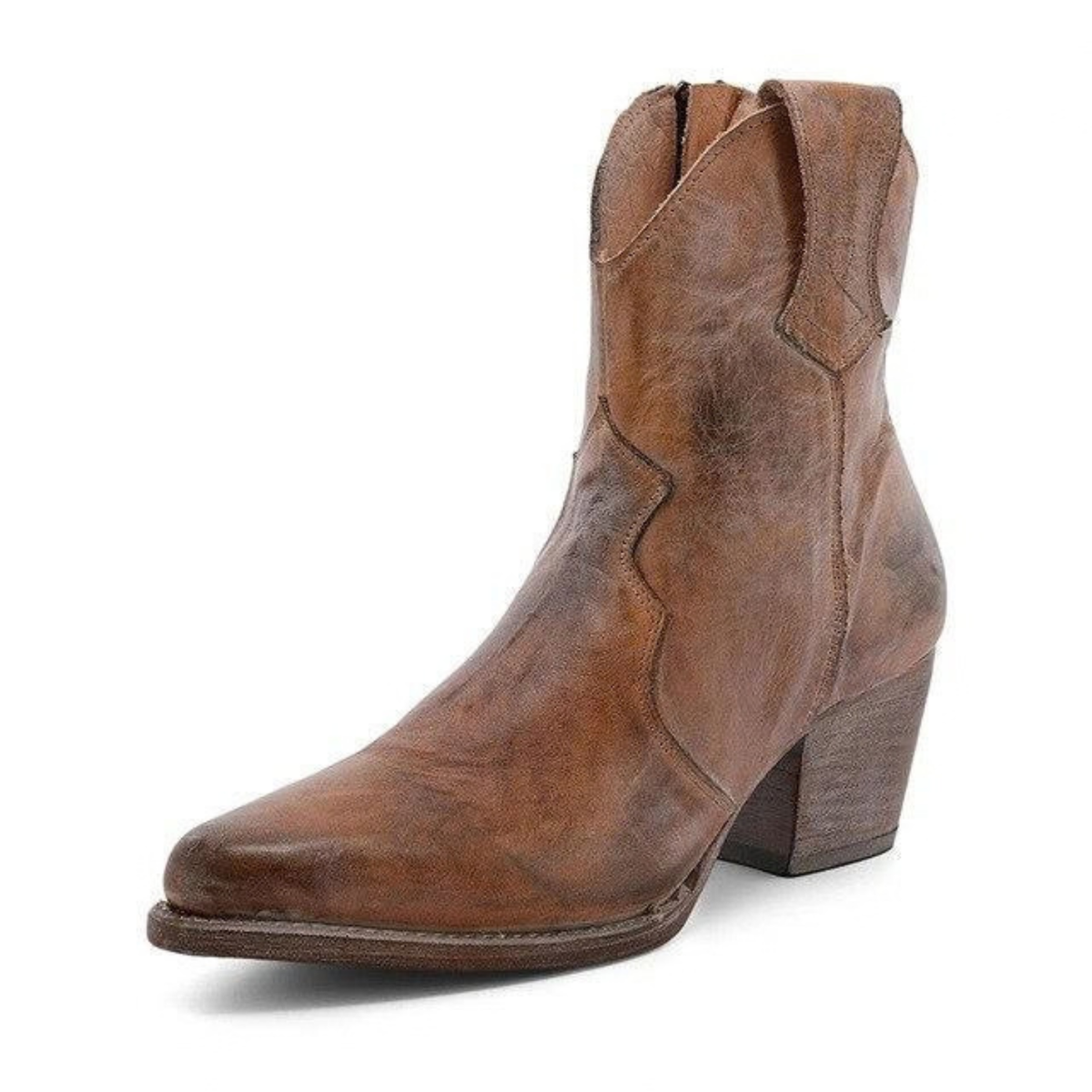 Women's Orthopaedic Western Casual Ankle Boots in Brown