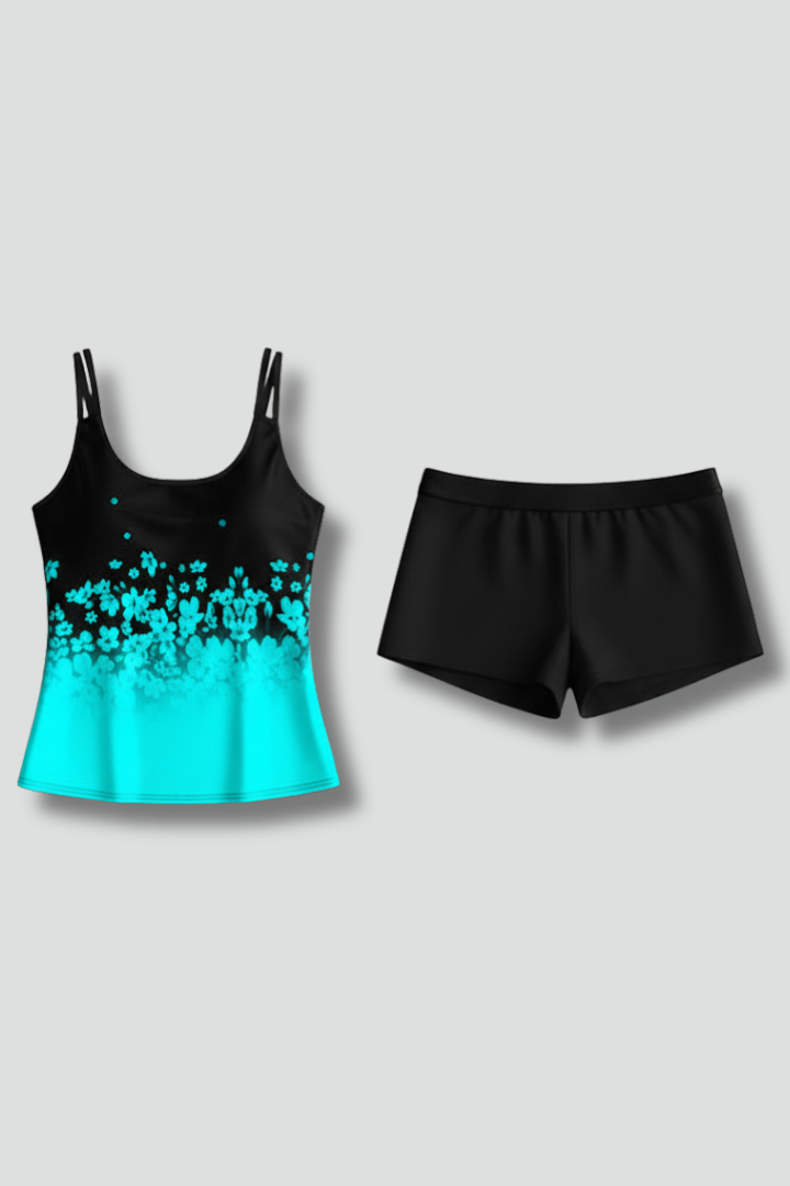 Double-Strap Tankini Beach Swimsuit in Turquoise
