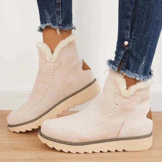 Women's Slip-On Casual Ankle Boots in Beige