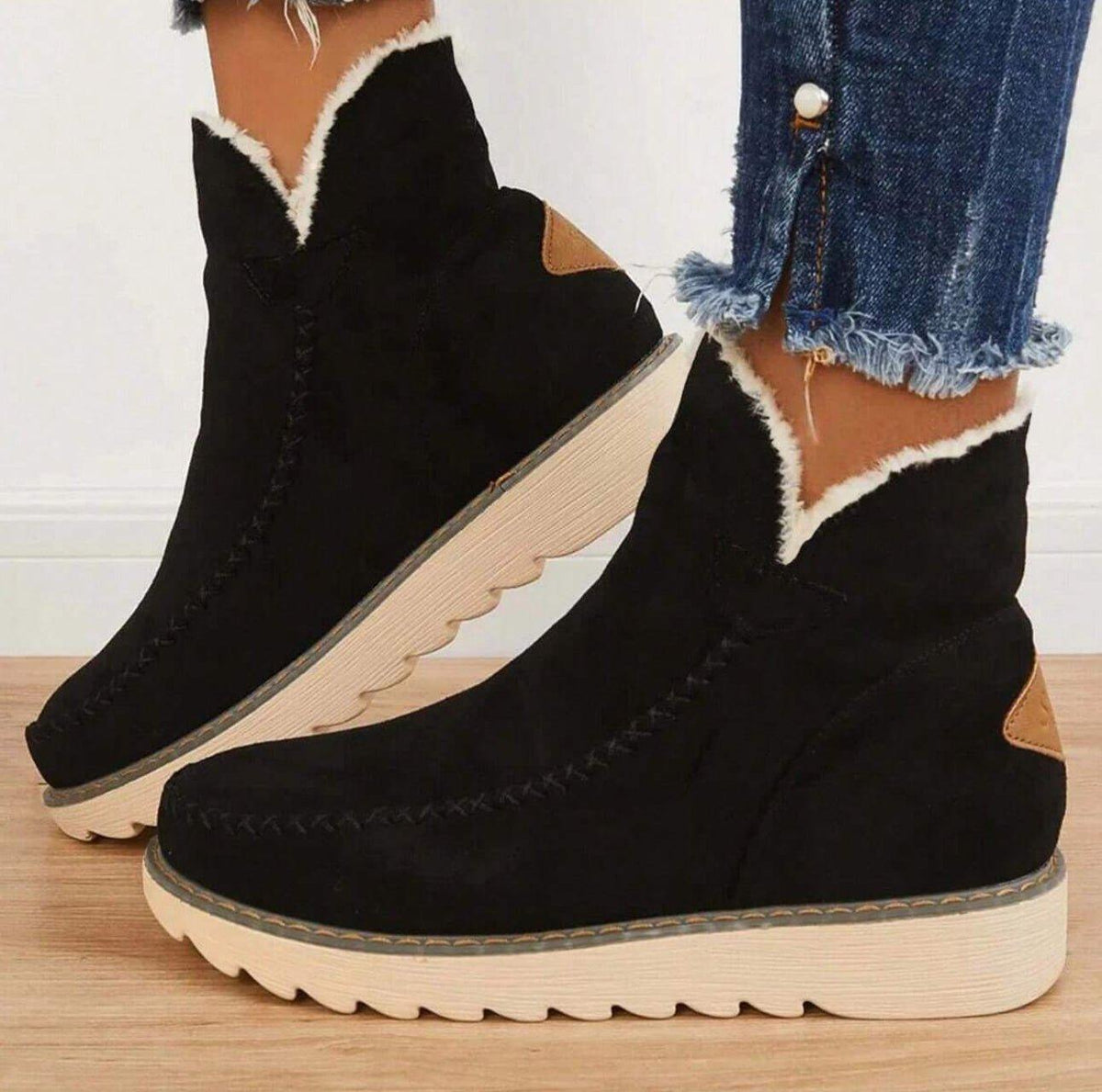 Women's Slip-On Casual Ankle Boots in Black