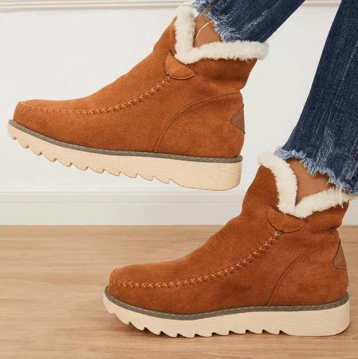 Women's Slip-On Casual Ankle Boots in Camel