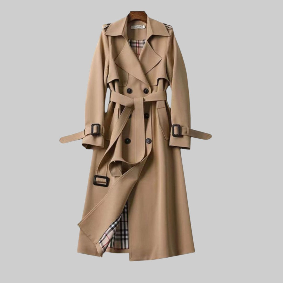 Women's Belted Double-Breasted Coat in Camel