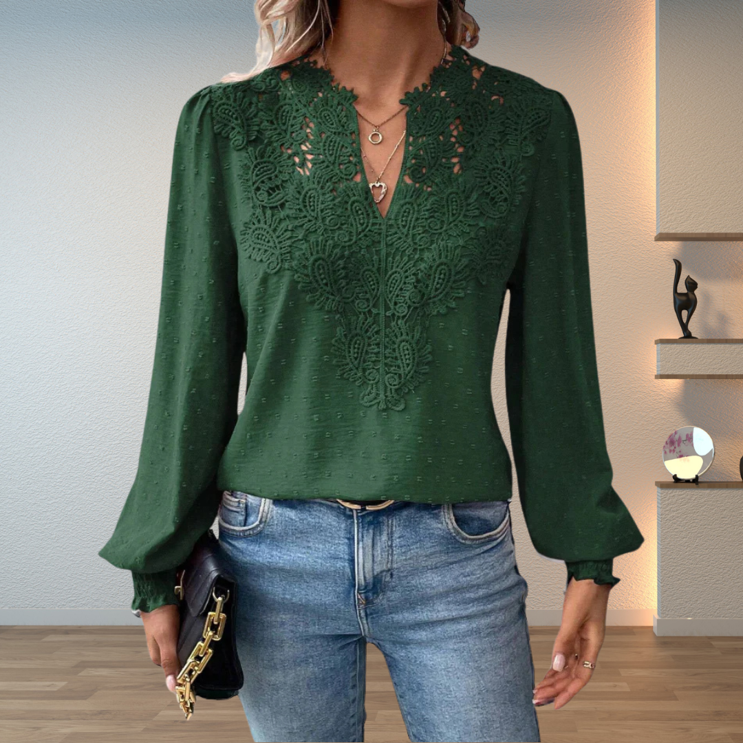 Lace Blouse in Dark Green