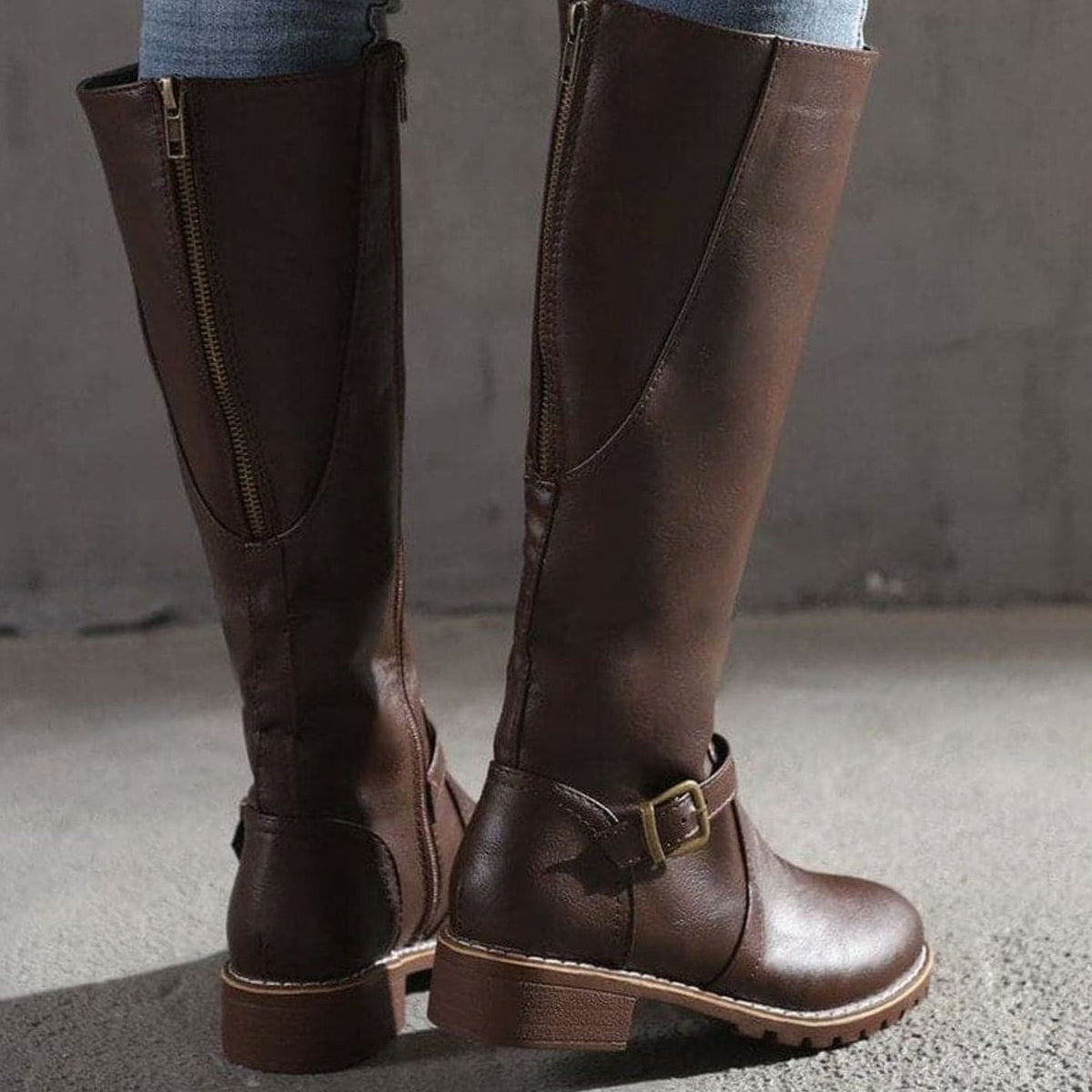 Women's Buckle Casual Knee-High Boots