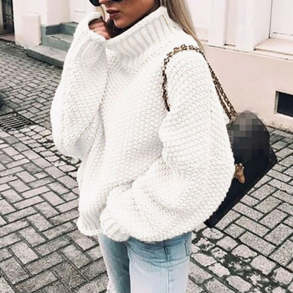 Women's Chunky Casual Jumper in White
