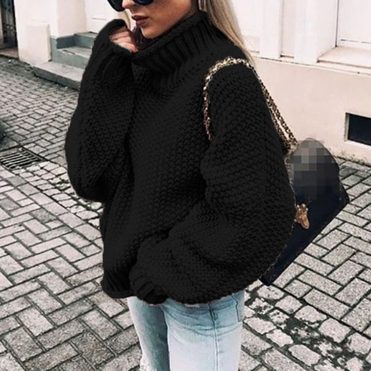 Women's Chunky Casual Jumper in Black