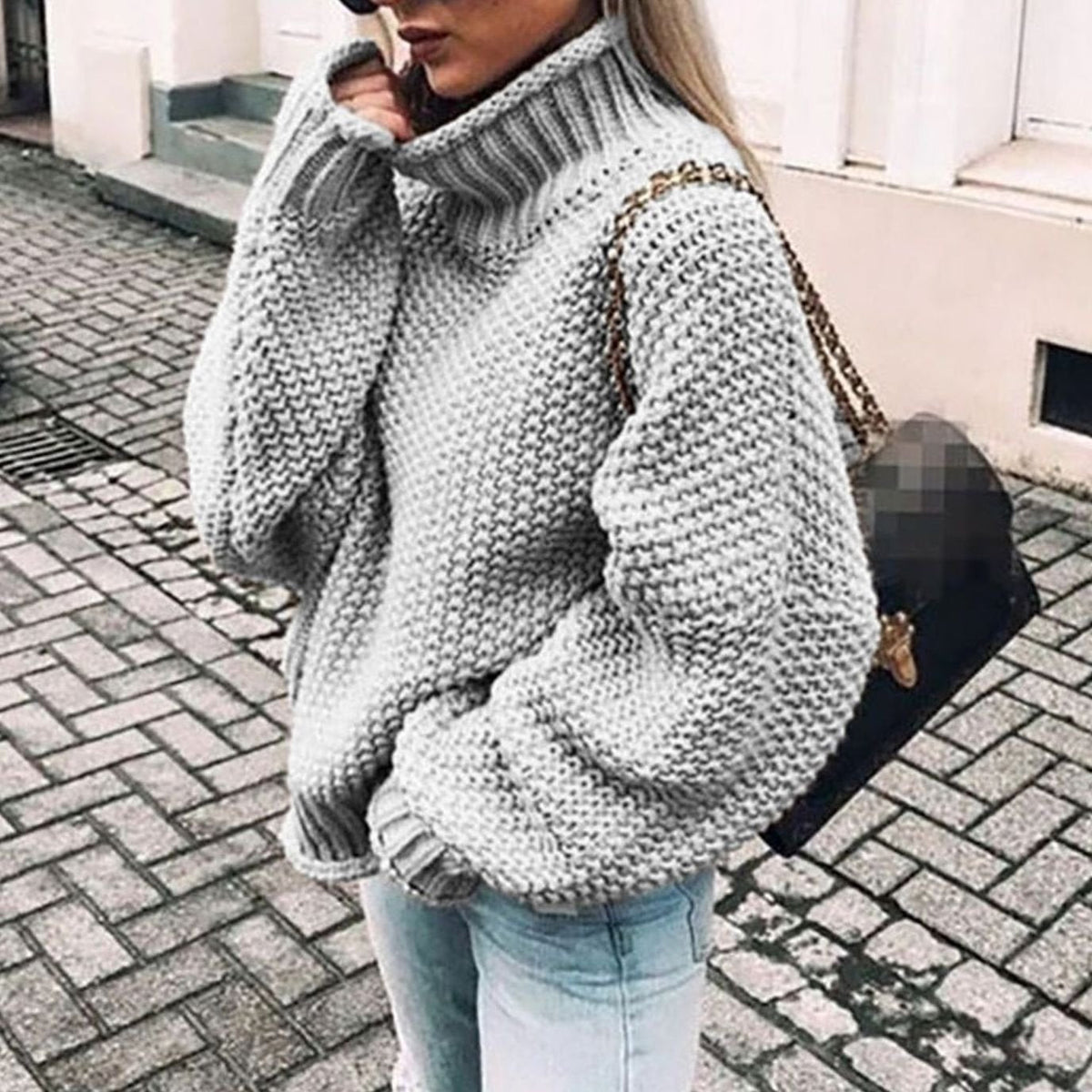 Women's Chunky Casual Jumper in Grey