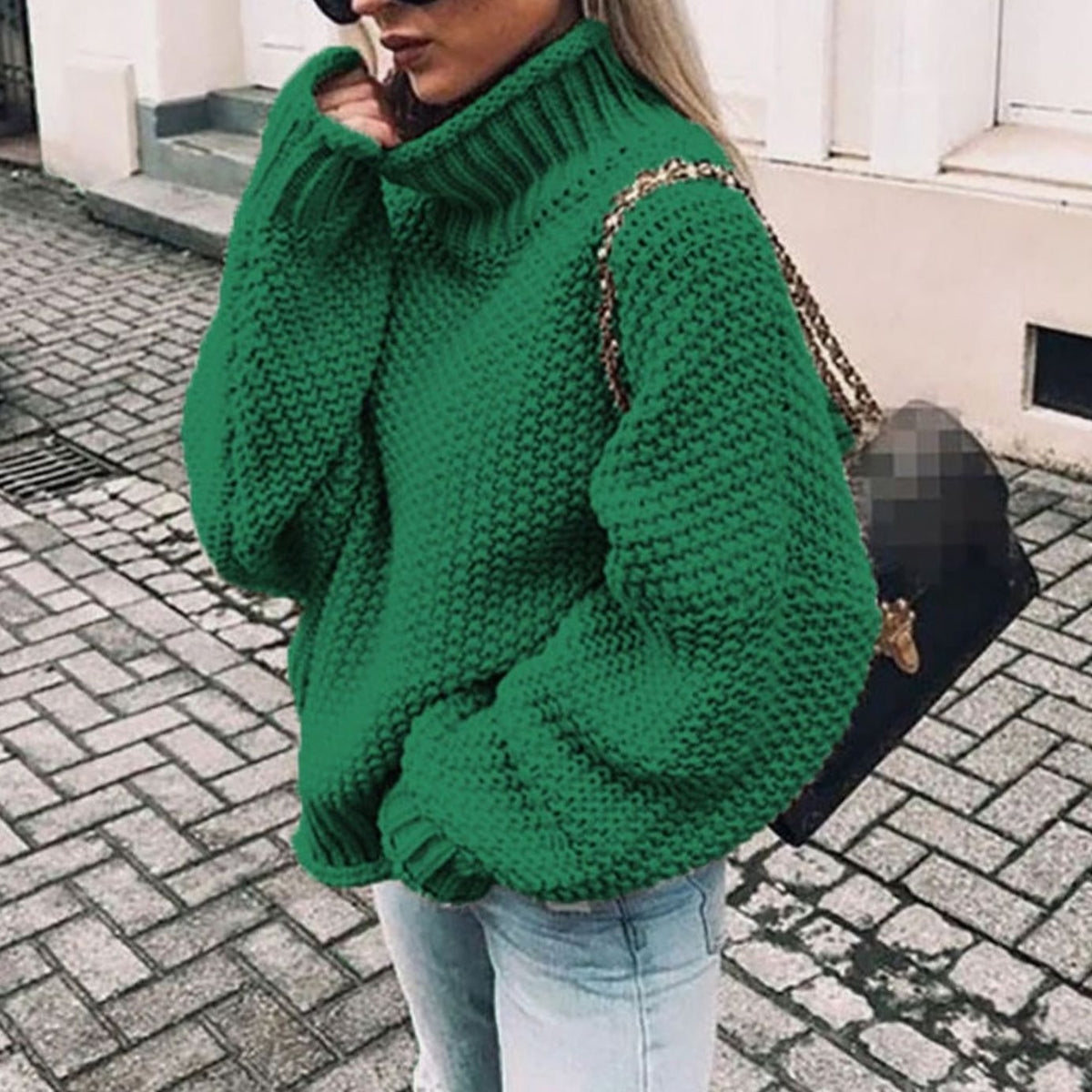 Women's Chunky Casual Jumper in Green