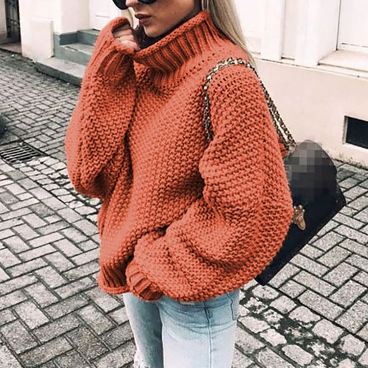 Women's Chunky Casual Jumper in Rust
