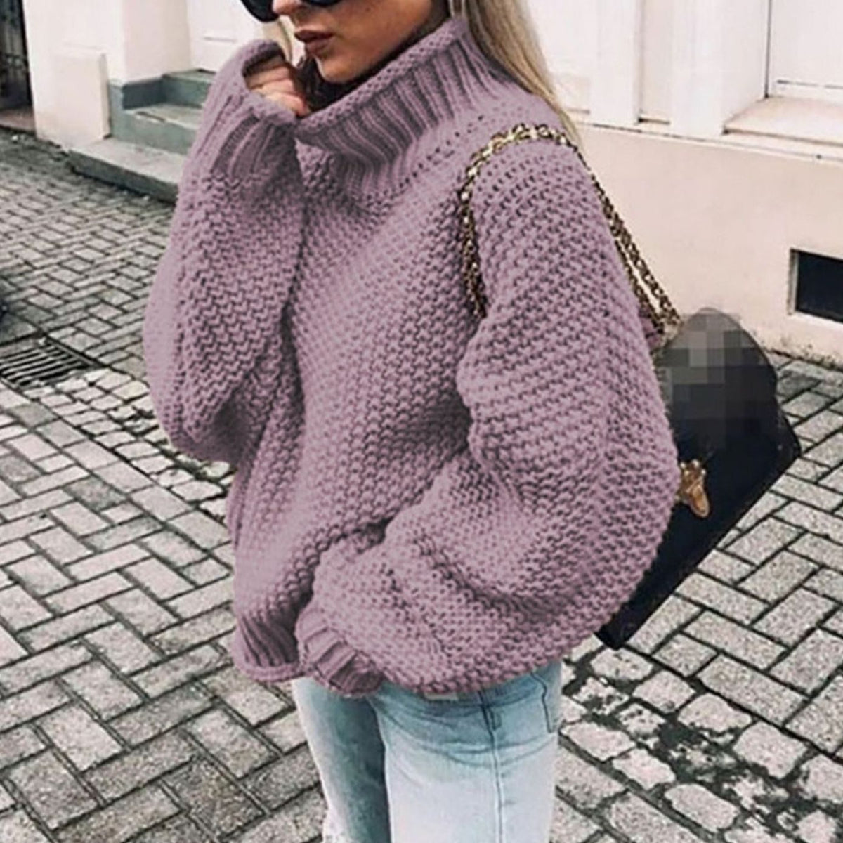 Women's Chunky Casual Jumper in Lilac