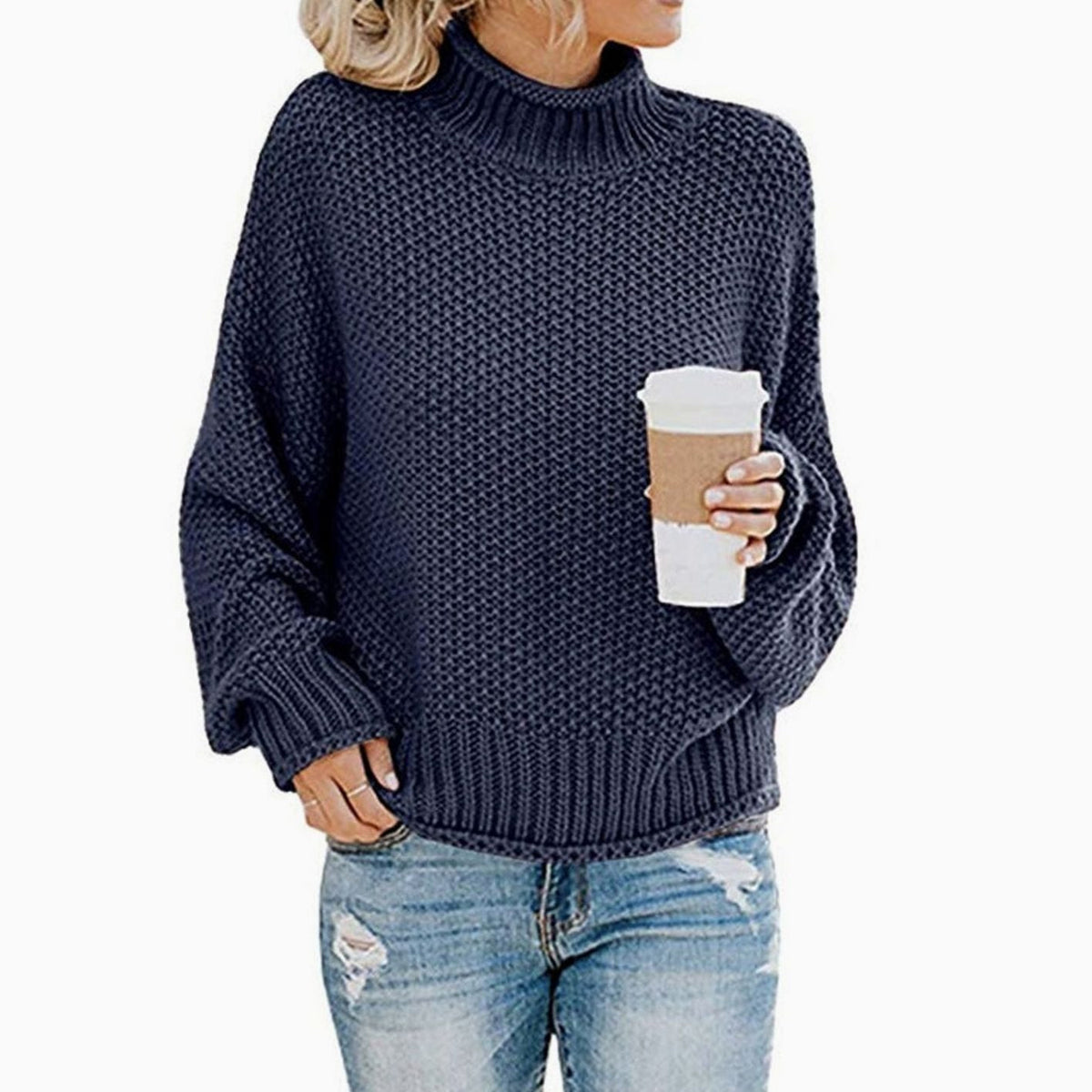 Women's Chunky Casual Jumper in Navy