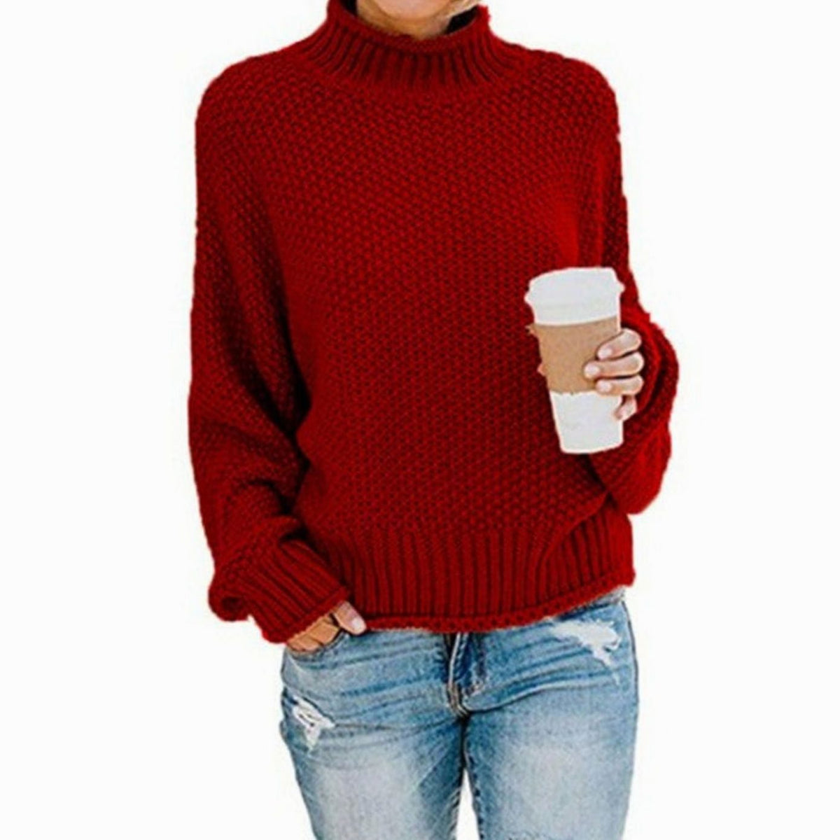 Women's Chunky Casual Jumper in Red