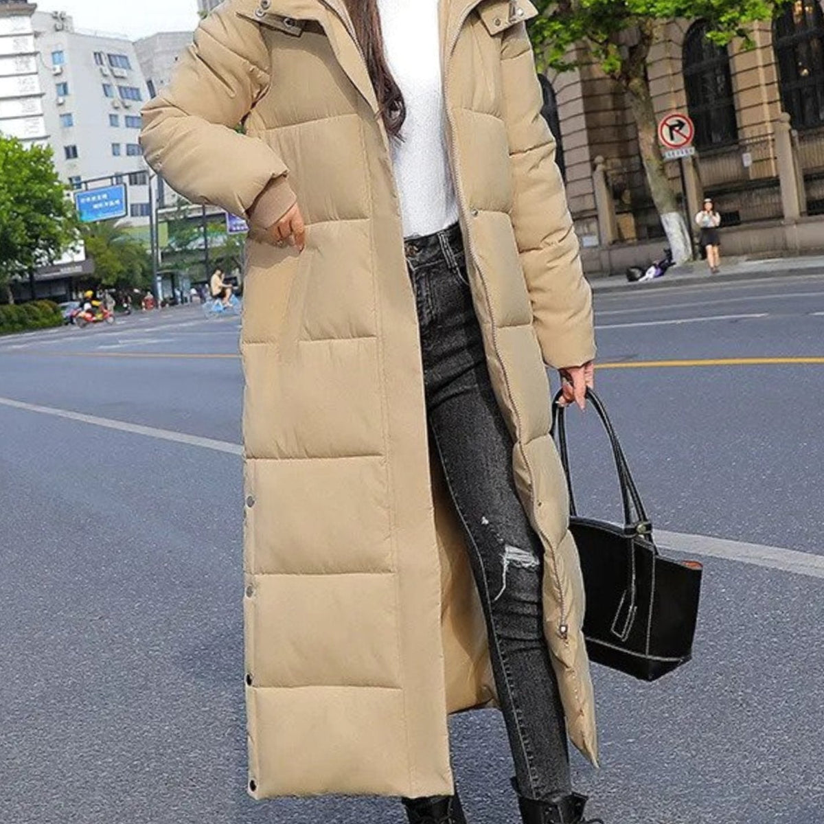 Women's Longline Casual Jacket in Khaki