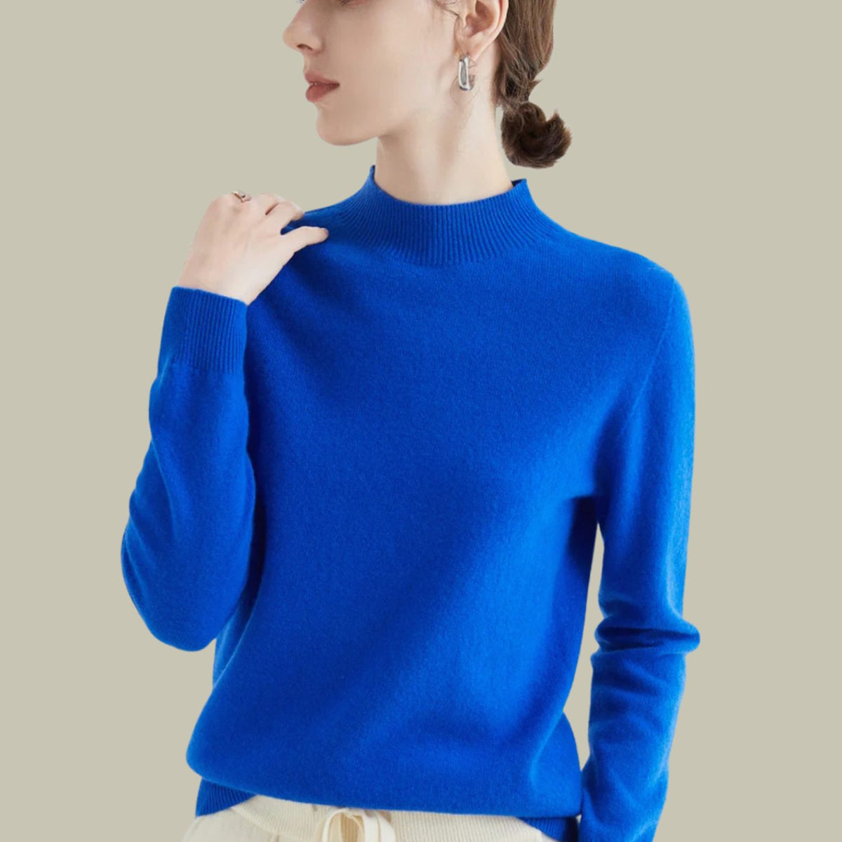 Women's Mock-Neck Casual Jumper in Blue