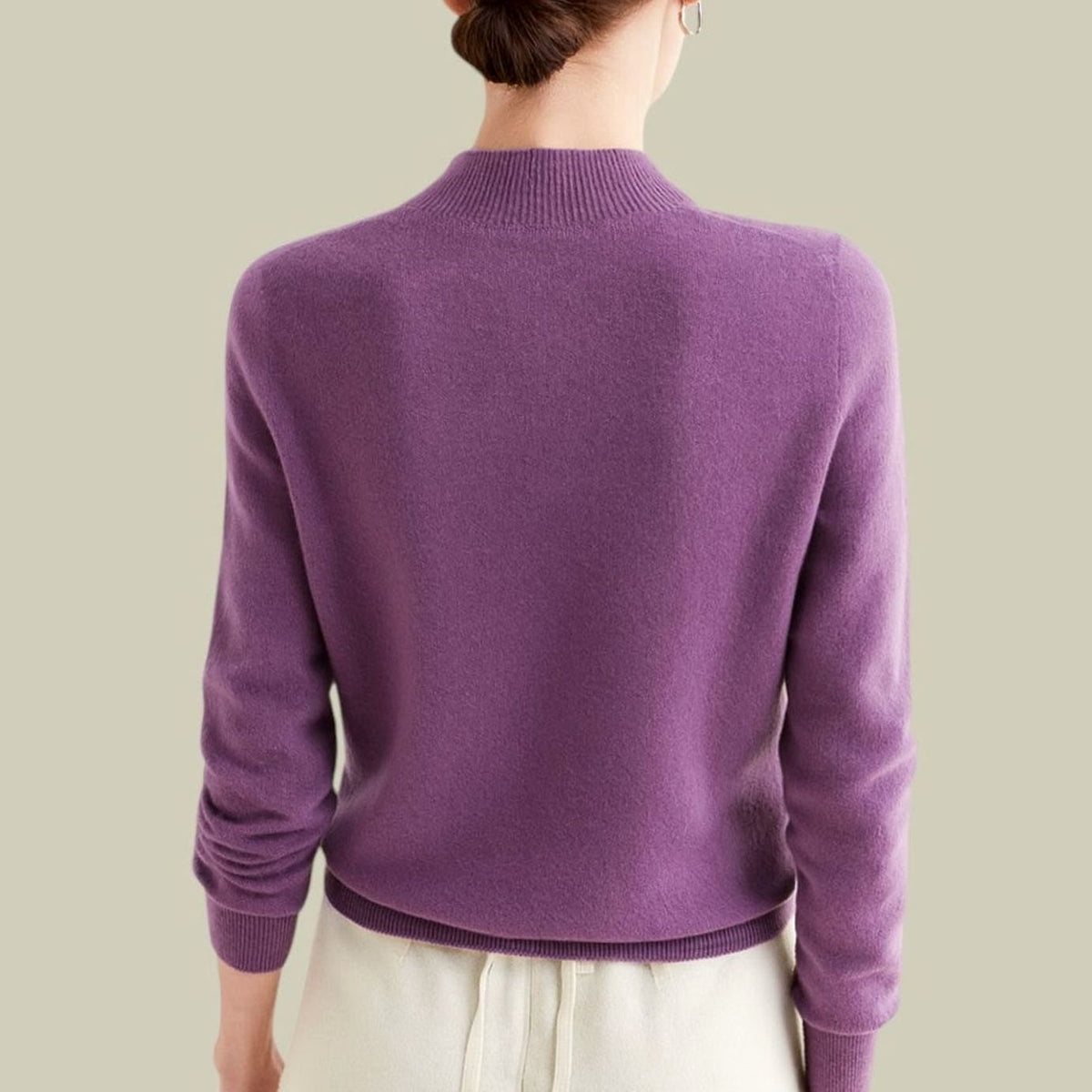 Women's Mock-Neck Casual Jumper in Purple