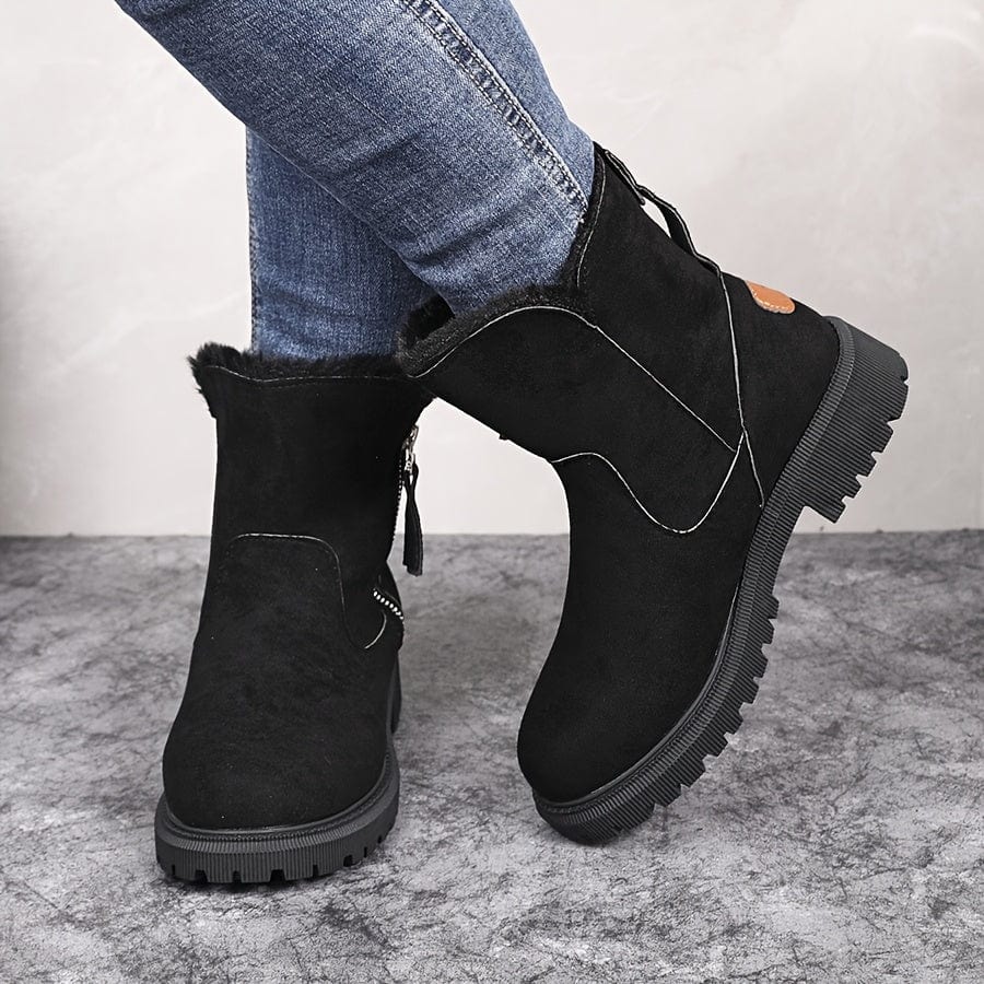 Women's Side-Zip Casual Ankle Boots in Black