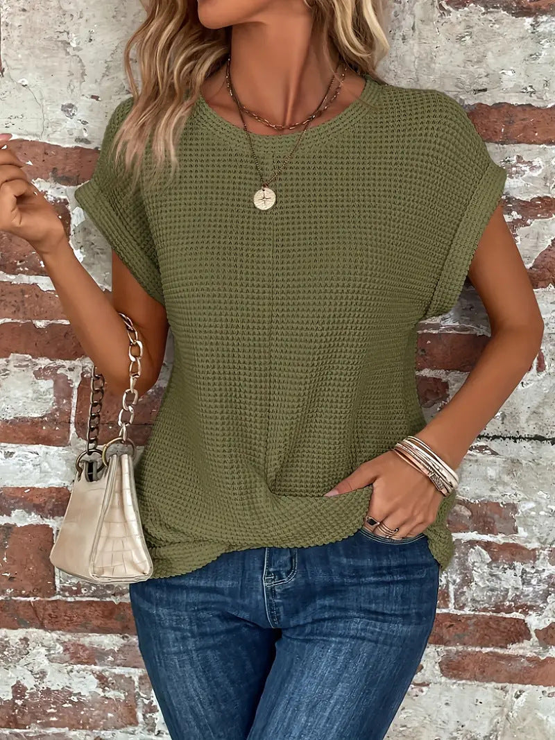 Women's Twist-Front Casual T-Shirt in Olive