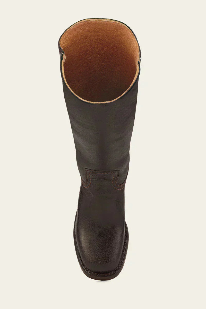 Women's Stacked-Heel Casual Knee High Boots in Dark Brown