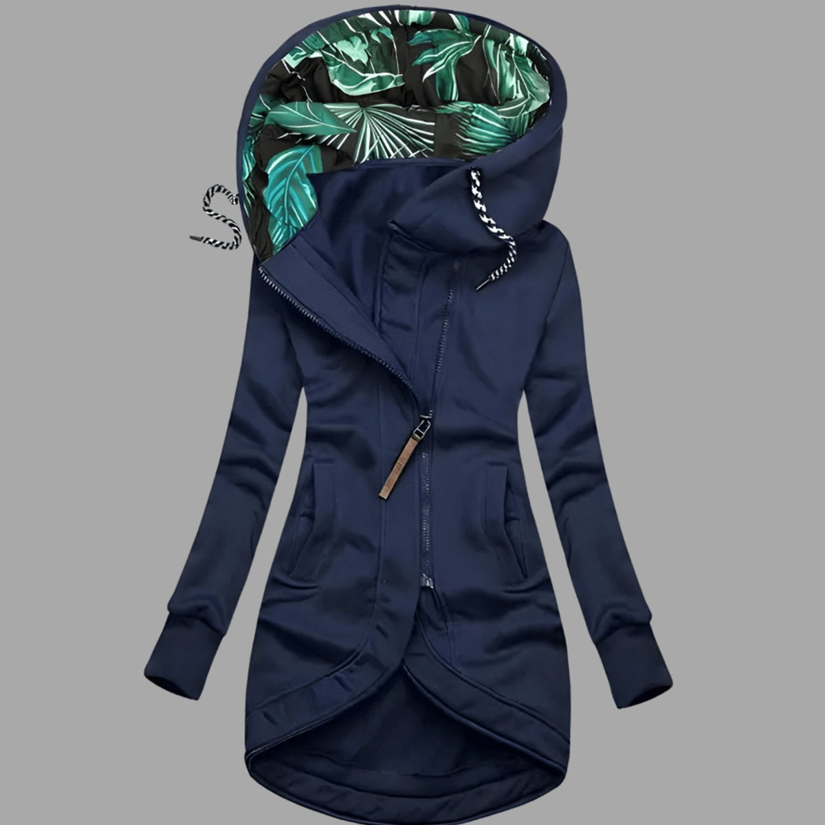 Women's Asymmetric Casual Hoodie in Navy