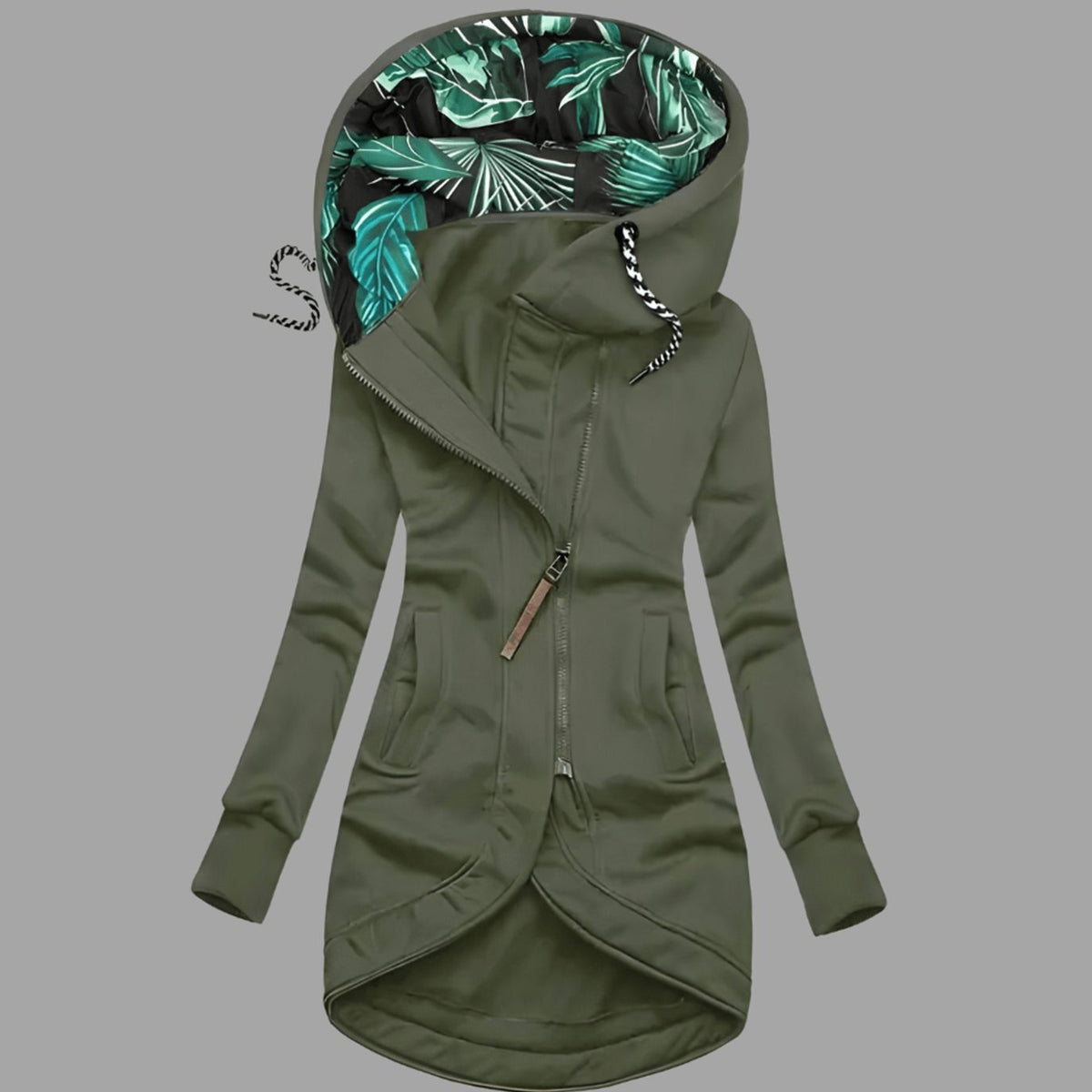 Women's Asymmetric Casual Hoodie in Green