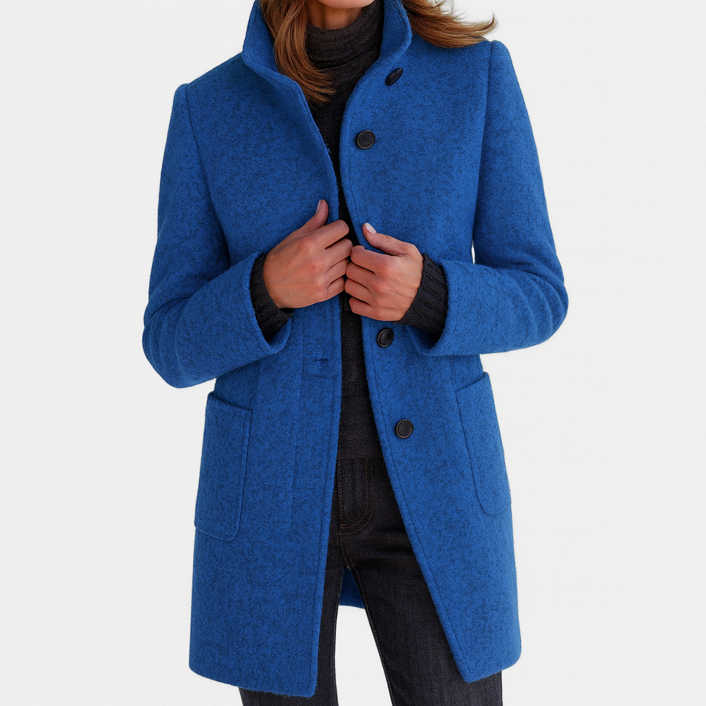 Women's Button-Front Casual Coat in Blue