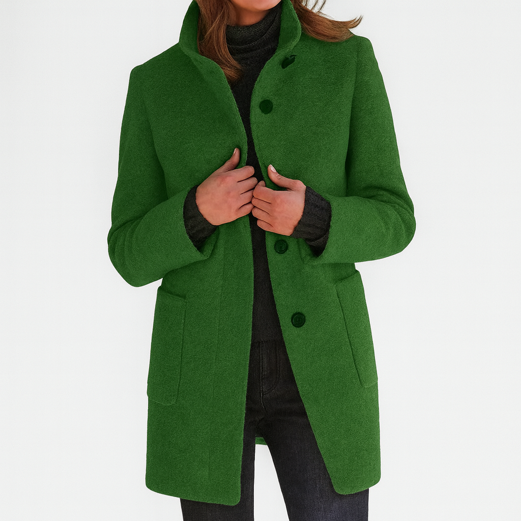 Women's Button-Front Casual Coat in Green