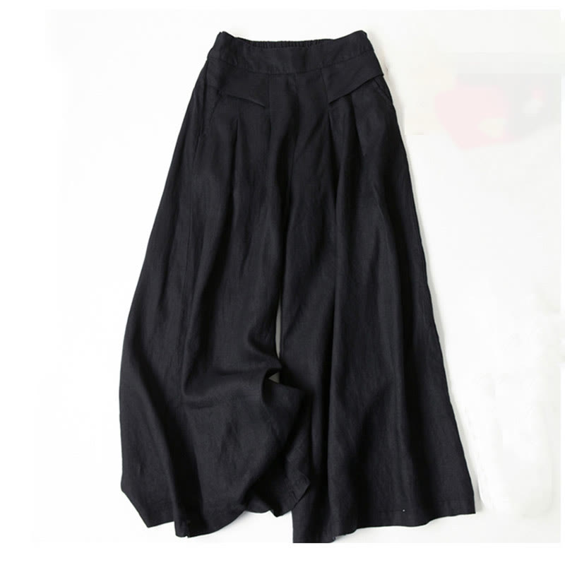 Women's Wide-Leg Casual Trousers in Black