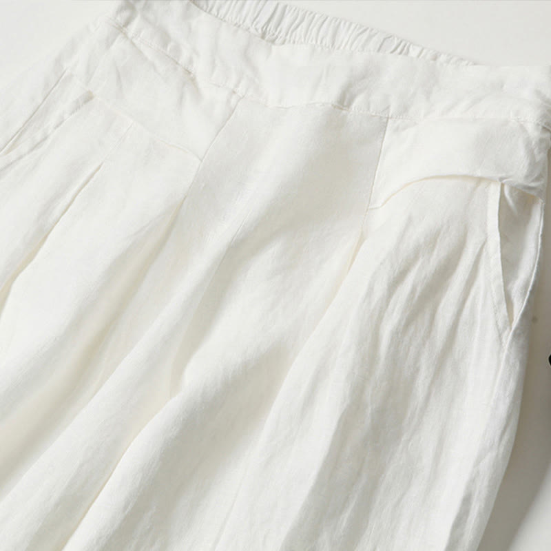 Women's Wide-Leg Casual Trousers in White