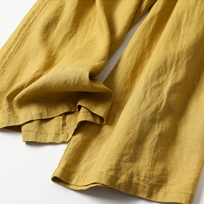 Women's Wide-Leg Casual Trousers in Mustard
