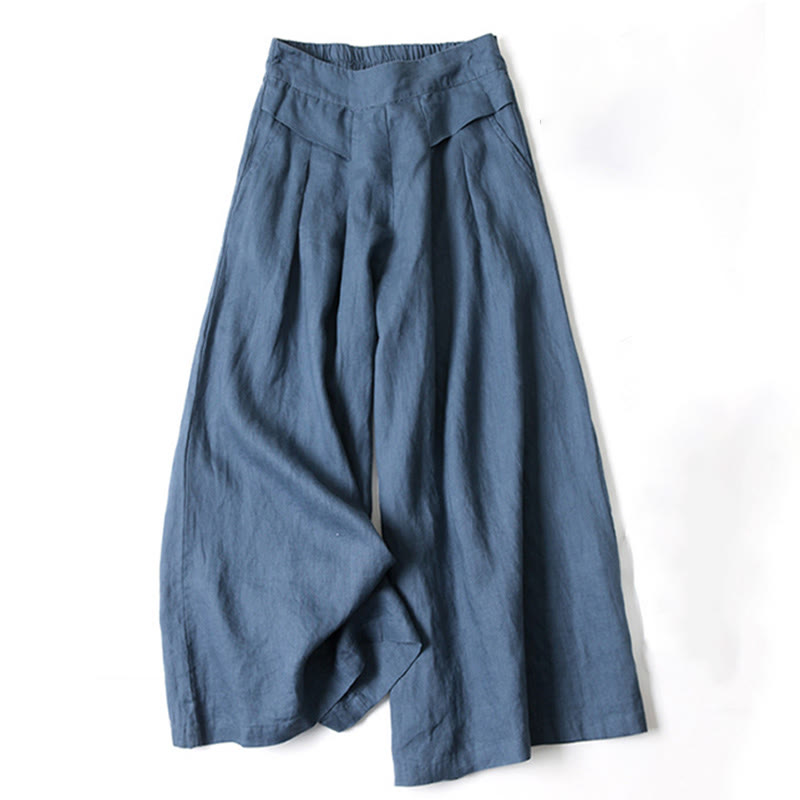 Women's Wide-Leg Casual Trousers in Blue