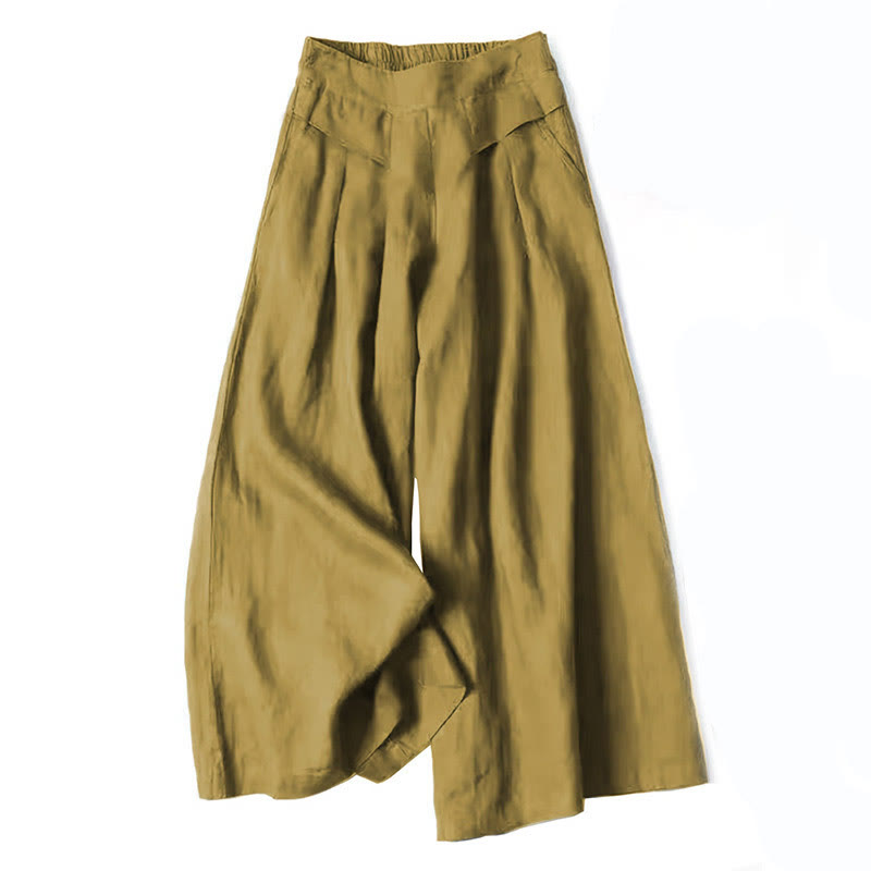 Women's Wide-Leg Casual Trousers in Khaki