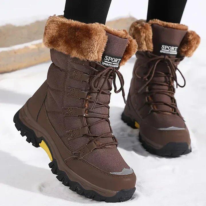 Women's Fur-Trimmed Snow Boots in Brown