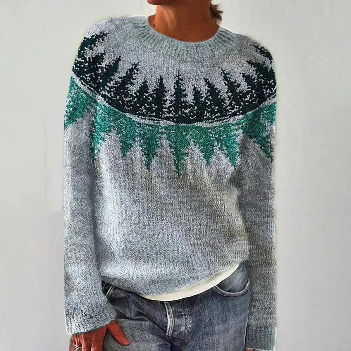 Women's Relaxed Fit Casual Jumper in Light Grey