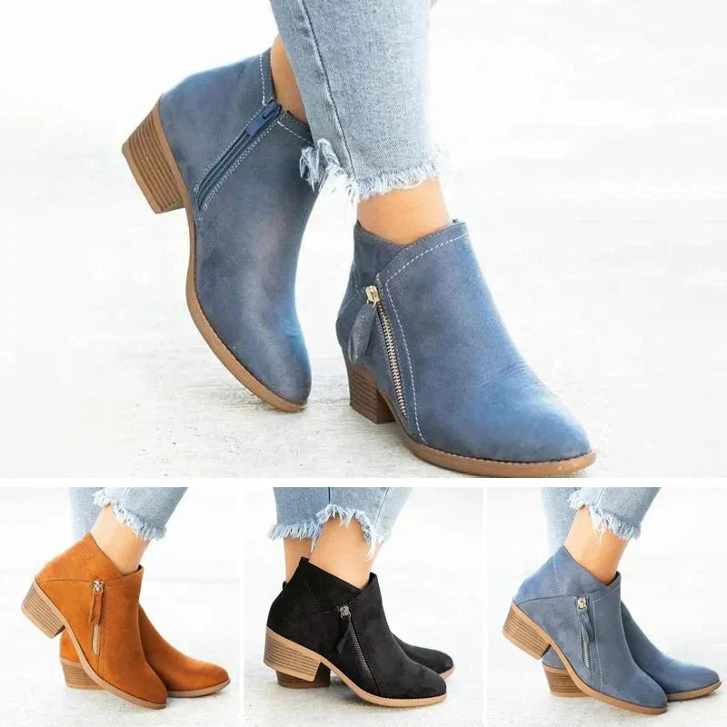 Women's Block-Heel Side-Zip Ankle Boot
