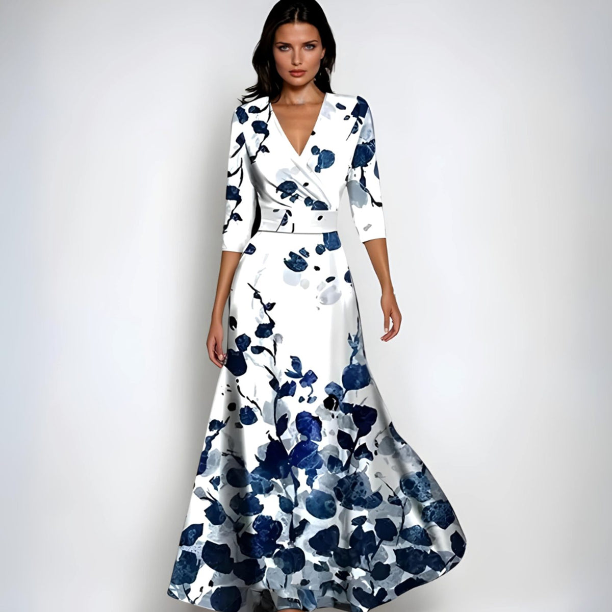 V-Neck Wrap Wedding Guest Maxi Dress in White