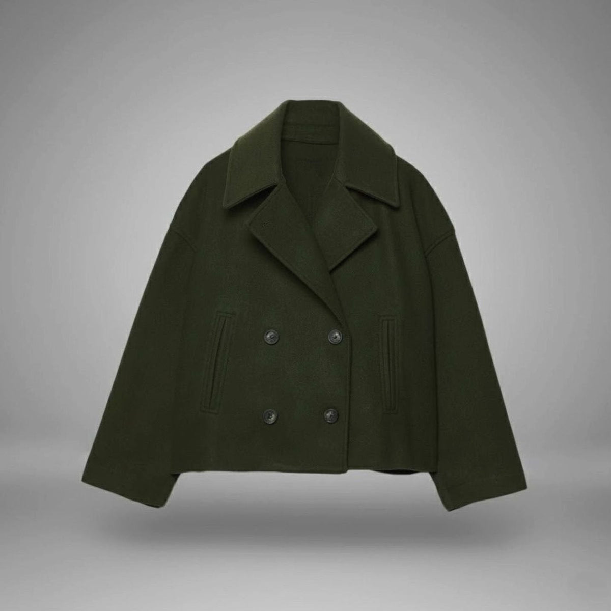 Women's Double-Breasted Casual Jacket in Dark Green