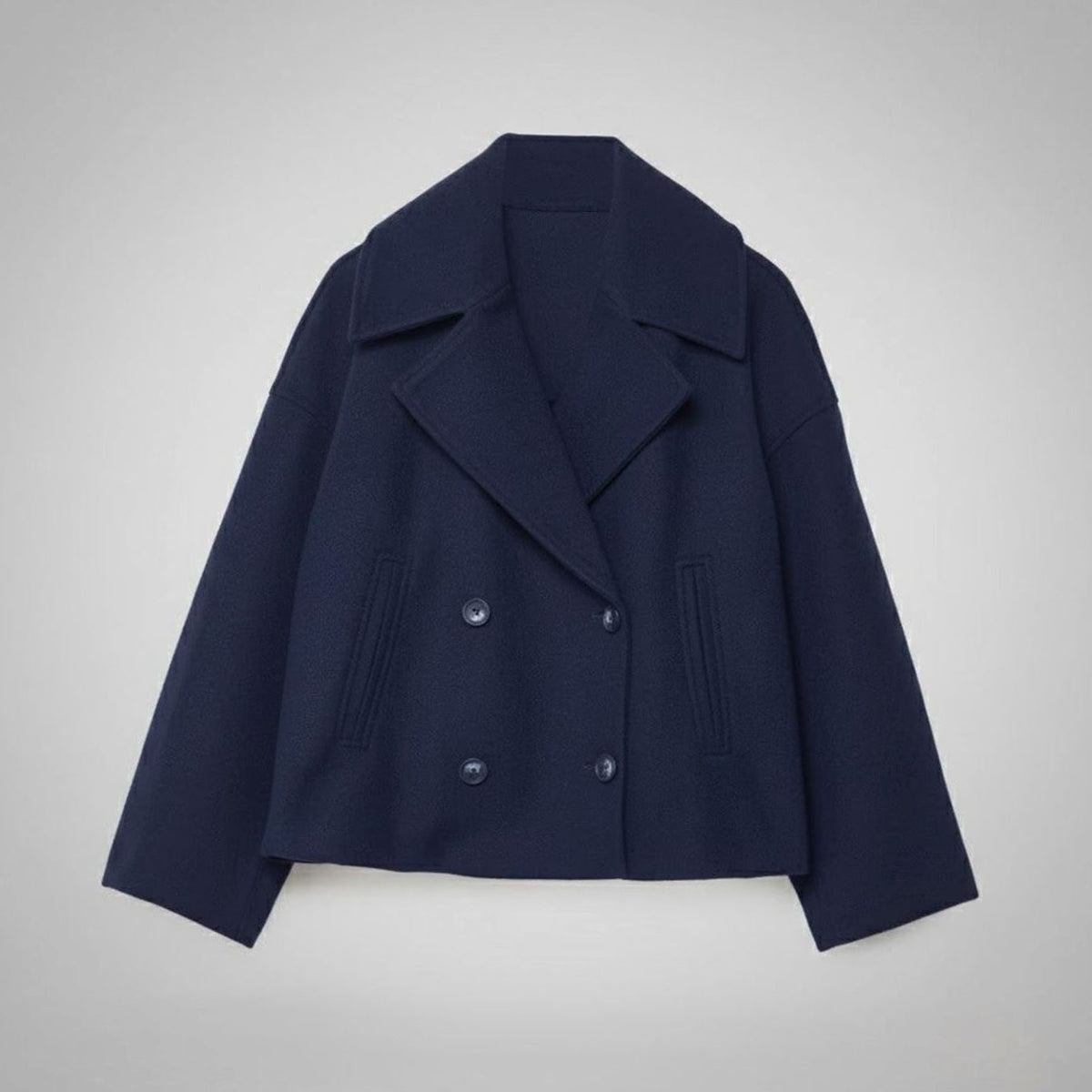 Women's Double-Breasted Casual Jacket in Navy