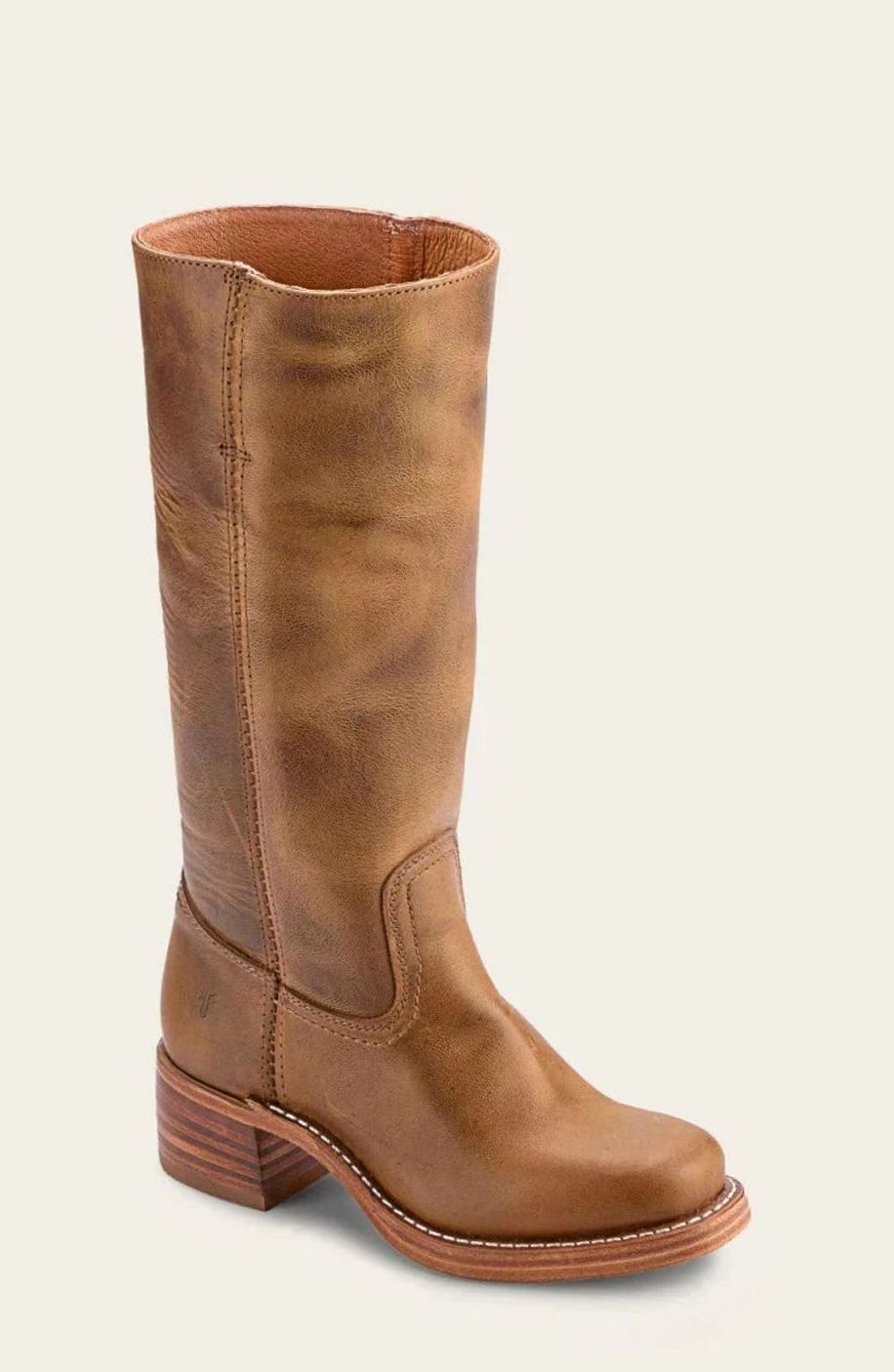 Women's Stacked-Heel Casual Knee High Boots in Camel
