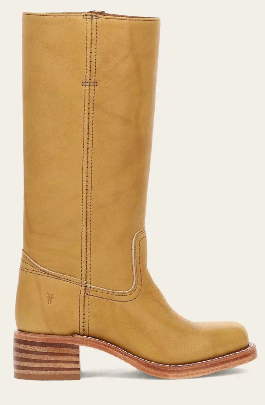 Women's Stacked-Heel Casual Knee High Boots in Khaki