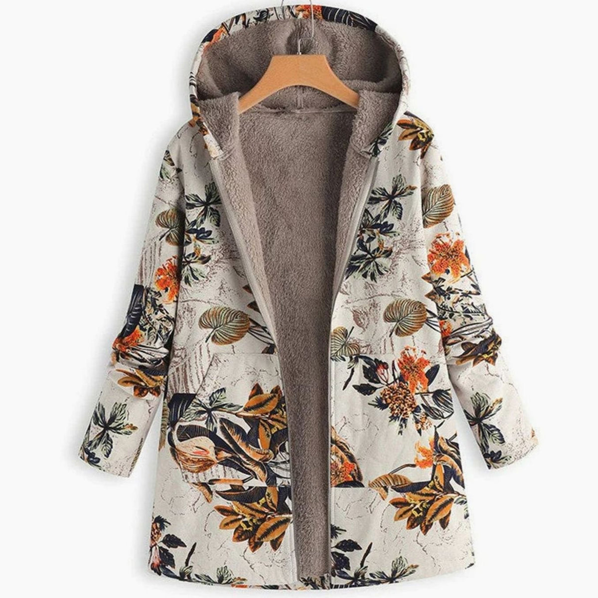 Women's Hooded Zip-Front Casual Coat in White