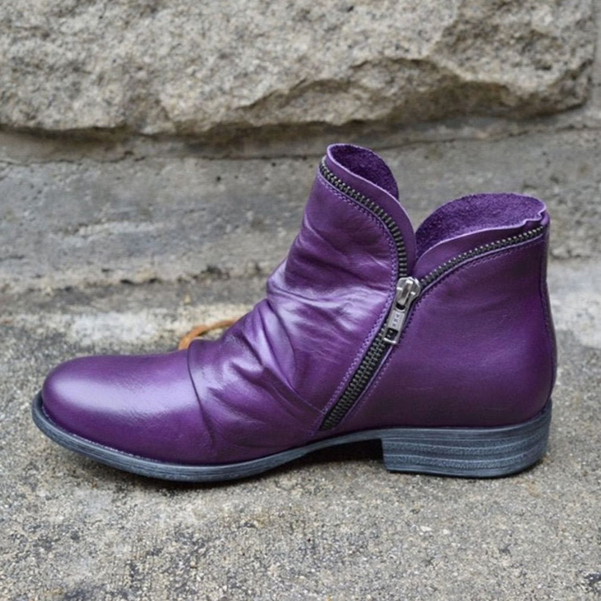 Women's Ruched Casual Ankle Boots in Purple