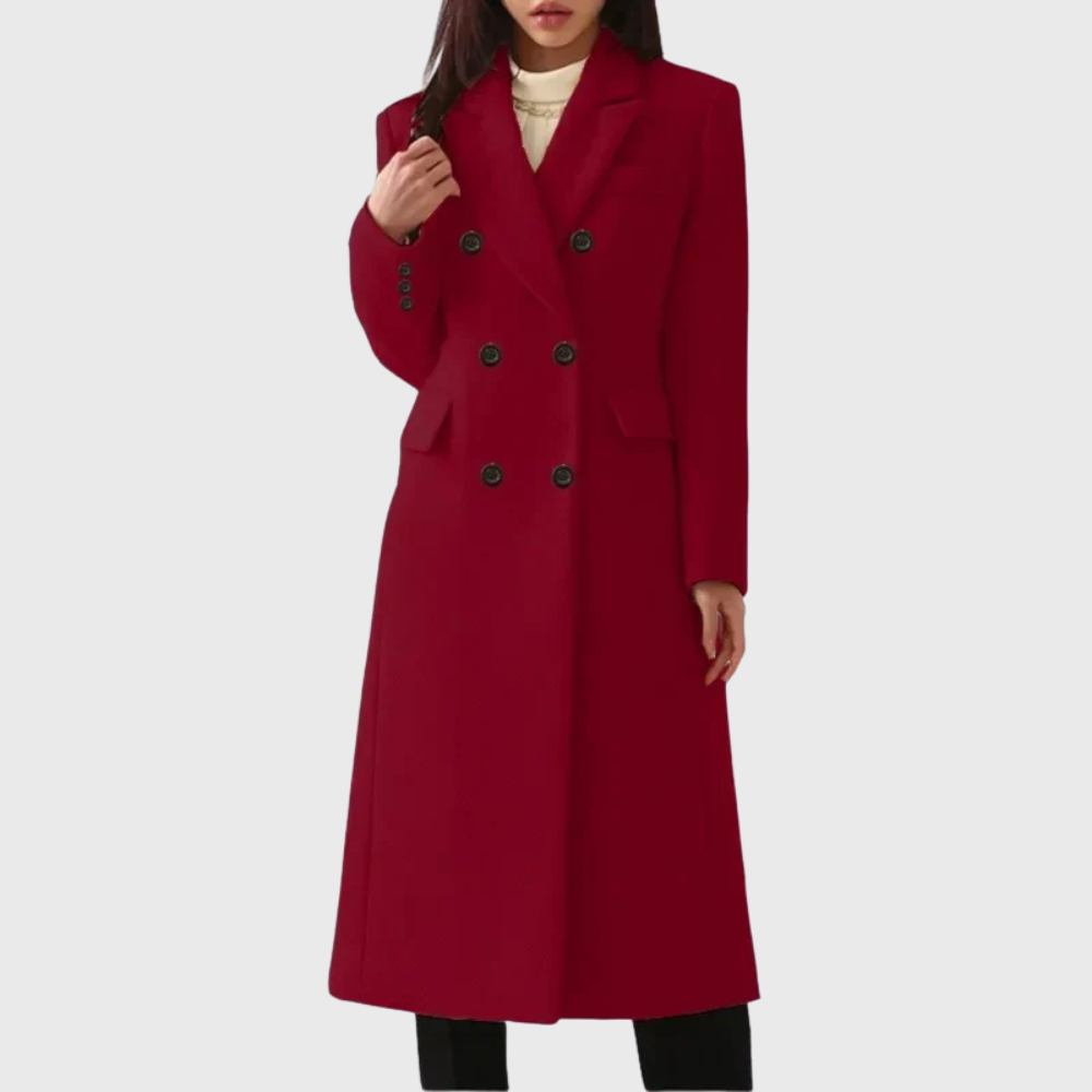 Women's Double-Breasted Workwear Coat in Red