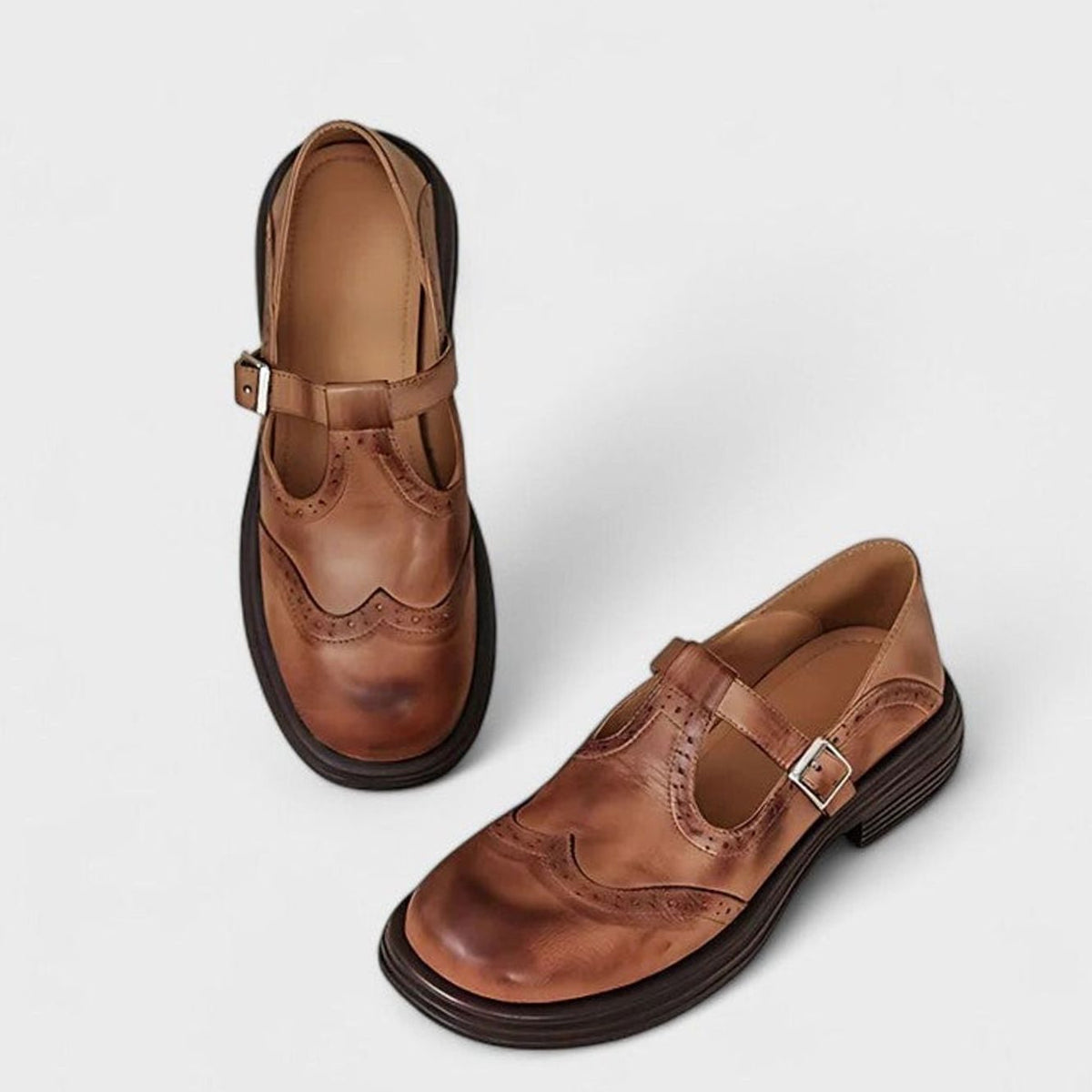 Orthopaedic Brogue Casual Flats in Brown