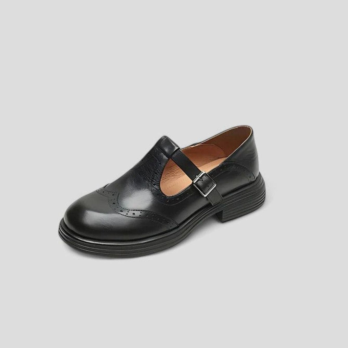 Orthopaedic Brogue Casual Flats in Black